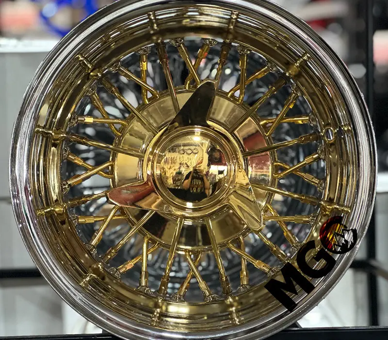 Luxor 13X7 - 36 Center Gold Wire Wheels Reverse 1
