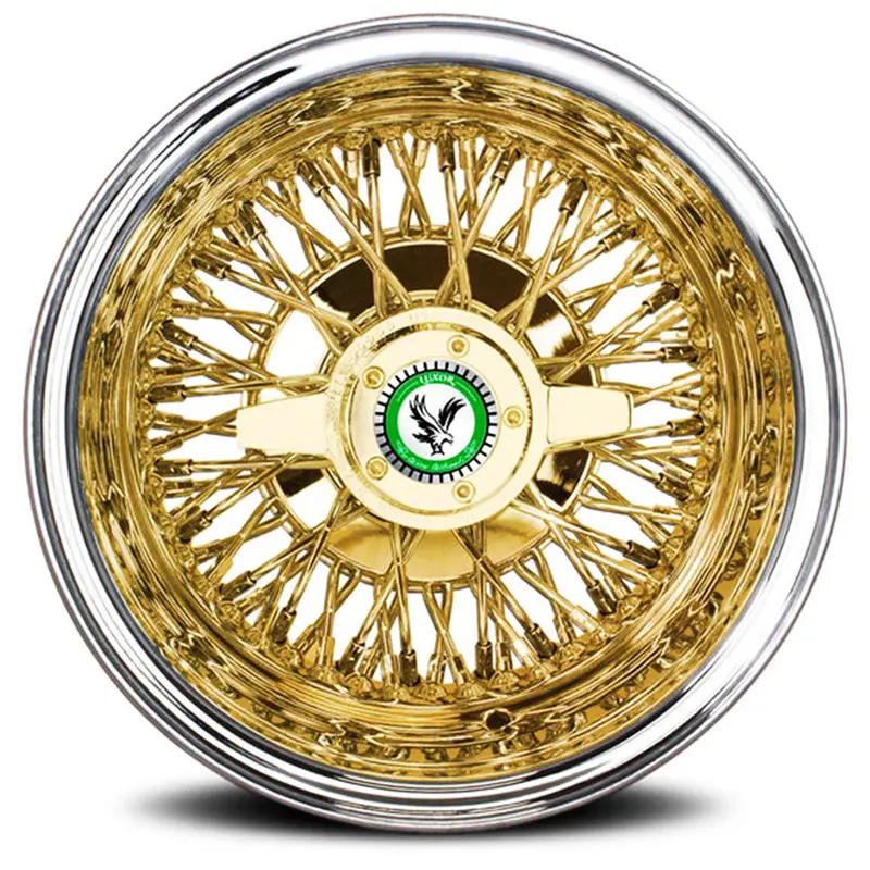 Luxor 13X7 - 72 Spoke Cross Laced Gold Center Wire Wheels 7