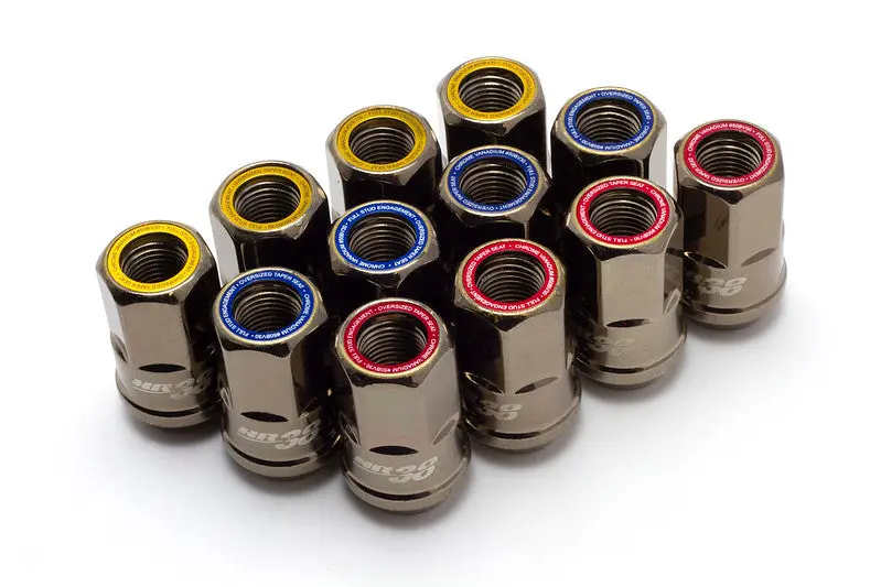 Muteki Hr38 Hyper Race 38Mm Open End Lug Kit - Titanium Chrome / Yellow Ring - 12X1.50 1