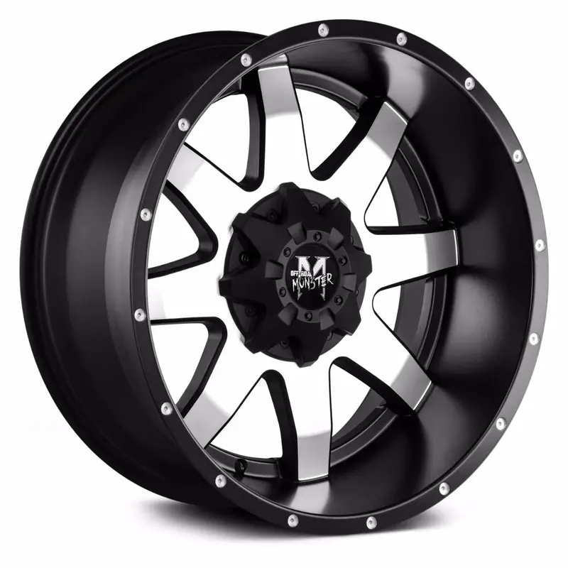 Off-Road Monster M08 Flat Black Machined Face 1