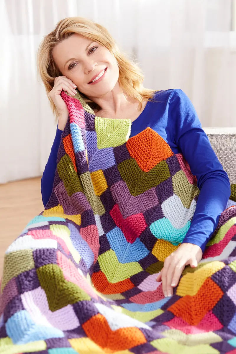 Overlapping Squares Afghan (Knit) 1