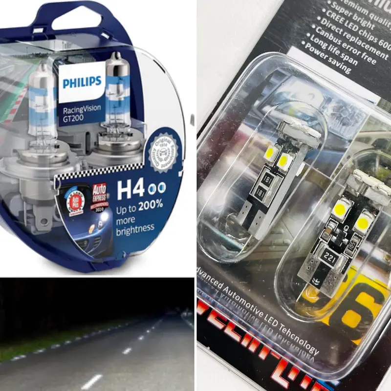 Philips Racing Vision Gt200 H4 Bulbs & Led Sidelight Bulbs 1