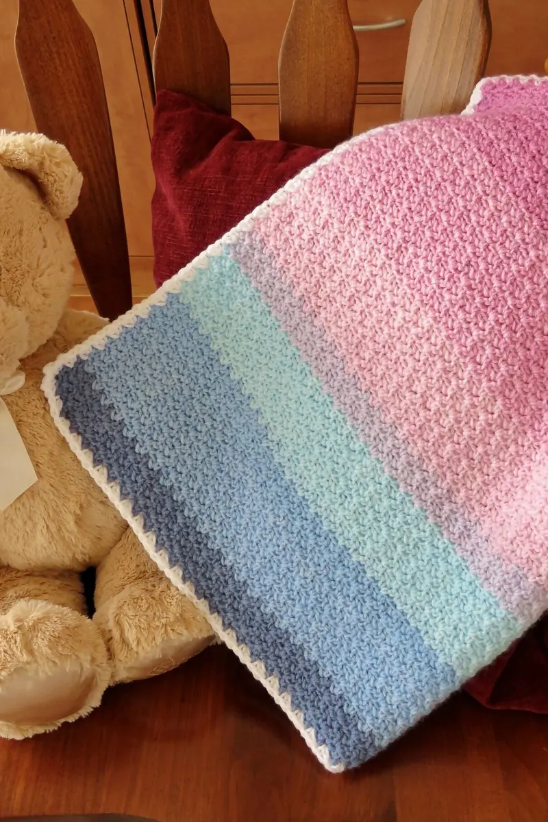 Pink & Blue Baby Bliss Blanket (Crochet) 1