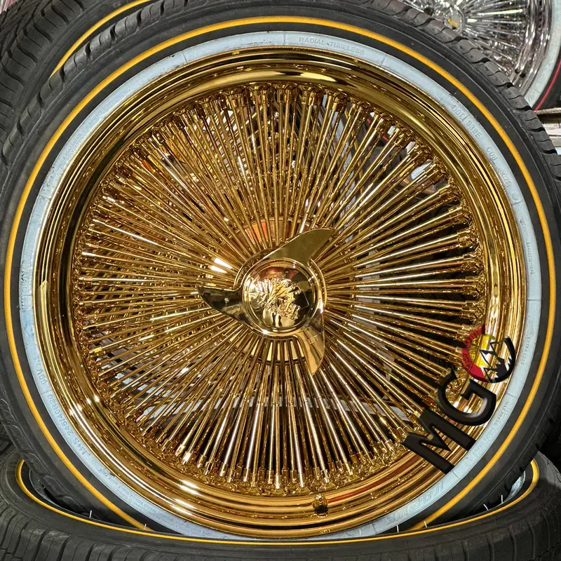Player 22X8 - 150 Spoke All Gold Wire Wheels Standard 1