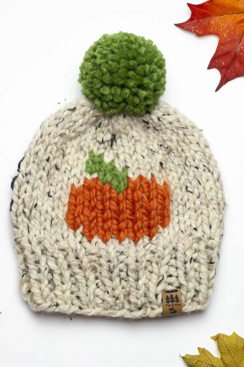 Pumpkin Pompom Hat (Knit) 1