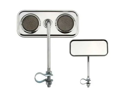 Rectangle Mirror Chrome Black Reflectors. 1