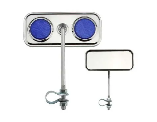 Rectangle Mirror Chrome Blue Reflectors 1