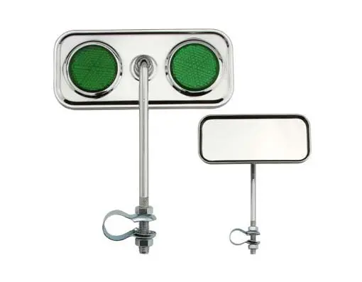 Rectangle Mirror Chrome Green Reflectors. 1