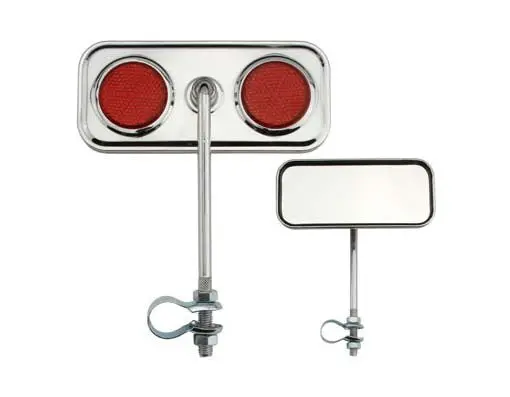 Rectangle Mirror Chrome Red Reflectors. 1