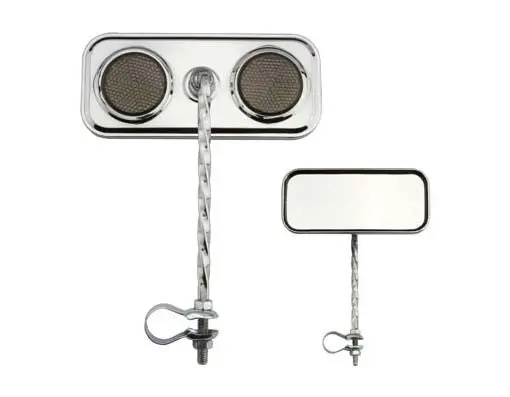 Rectangle Twisted Mirror Chrome Black Reflectors. 1