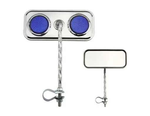 Rectangle Twisted Mirror Chrome Blue Reflectors. 1