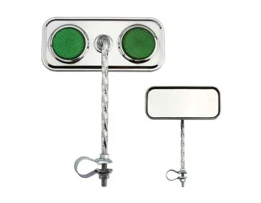 Rectangle Twisted Mirror Chrome Green Reflectors. 1