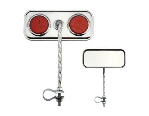 Rectangle Twisted Mirror Chrome Red Reflectors. 1