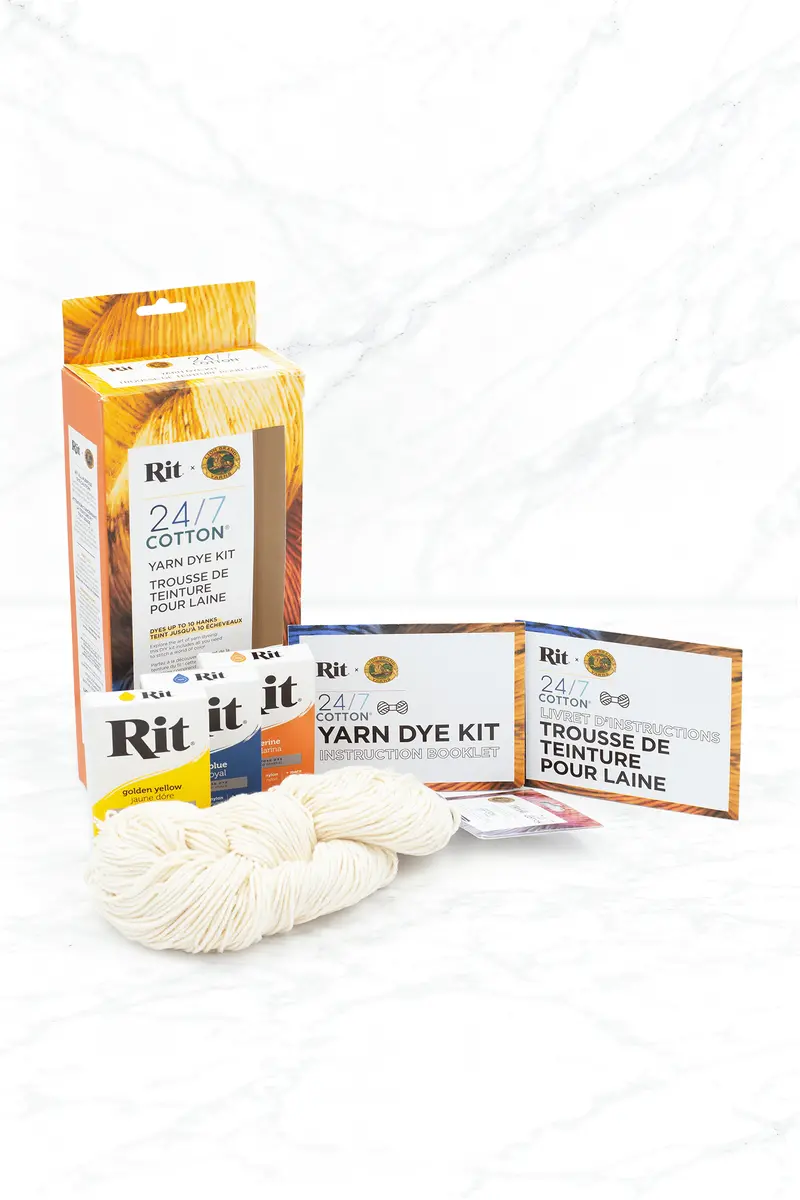 Rit® And Lion Brand® 24/7 Cotton® Yarn Dye Kit 1