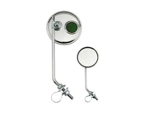 Round Mirror Chrome Green Reflectors. 1