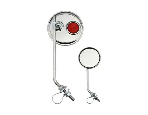 Round Mirror Chrome Red Reflectors. 1