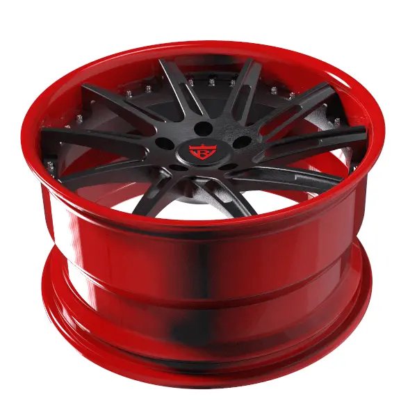 Rv-Dr06: Custom 2-Piece Red & Black Forged Wheels 2