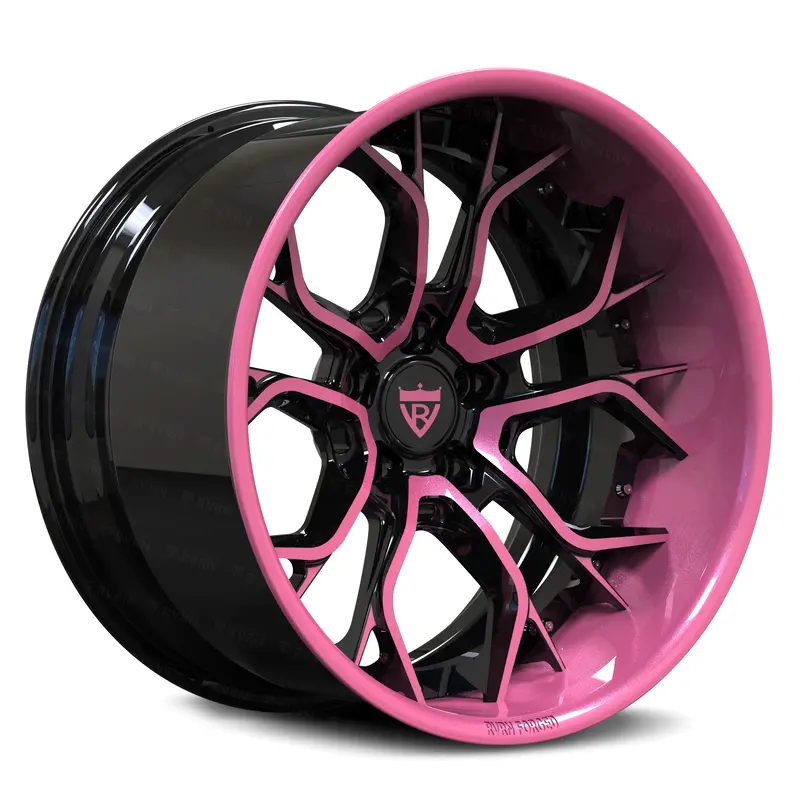 Rv-Dr16: Custom Forged 2-Piece Pink & Black Deep Dish Wheels 1