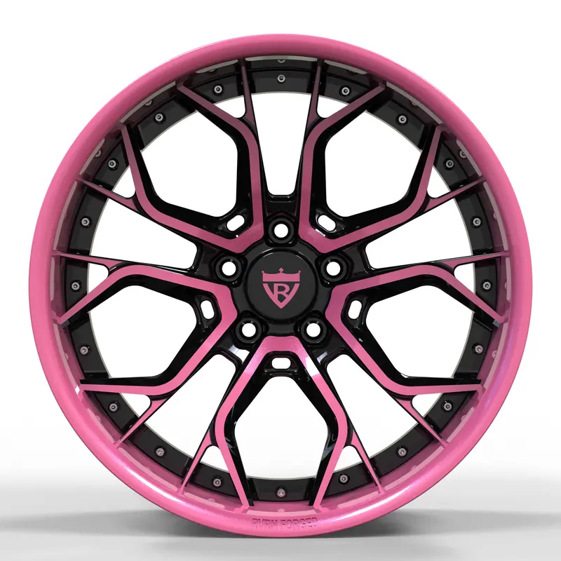 Rv-Dr16: Custom Forged 2-Piece Pink & Black Deep Dish Wheels 2