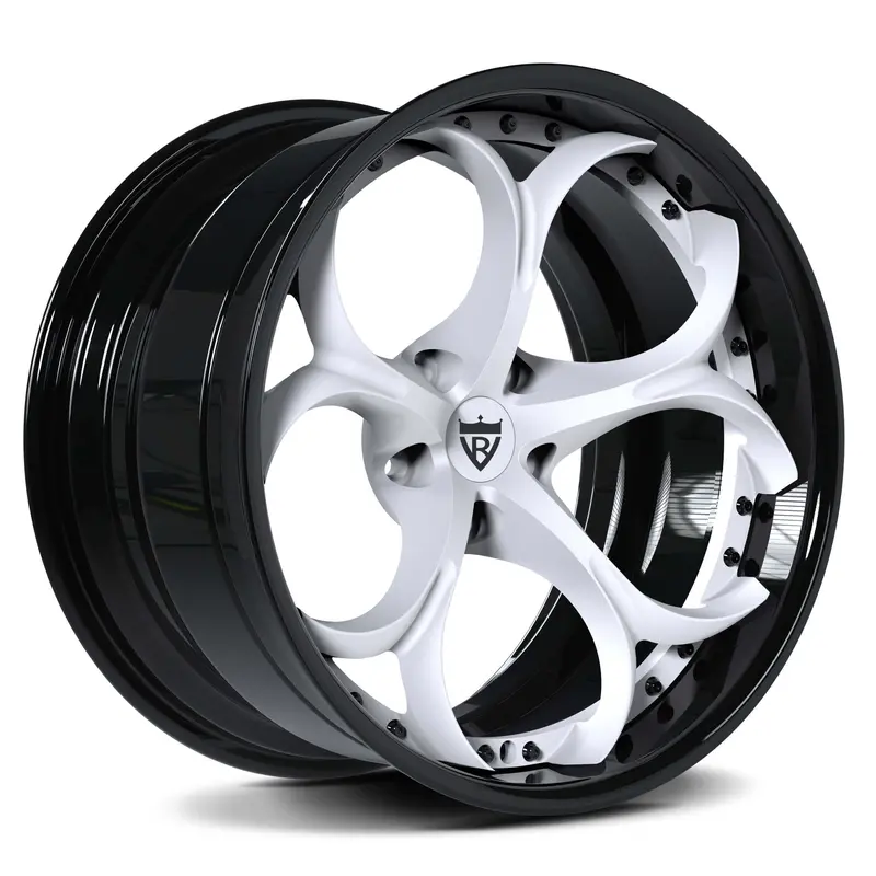 Rv-Ds016: Custom 2 Piece Forged White & Black Wheels 1