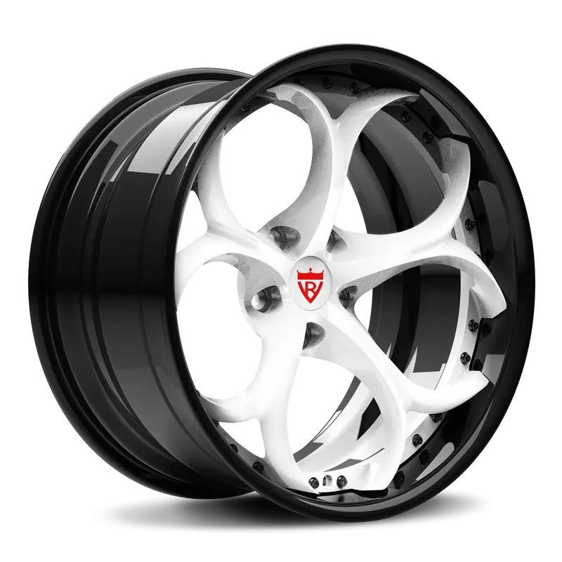 Rv-Ds016: Custom 2 Piece Forged White & Black Wheels 2
