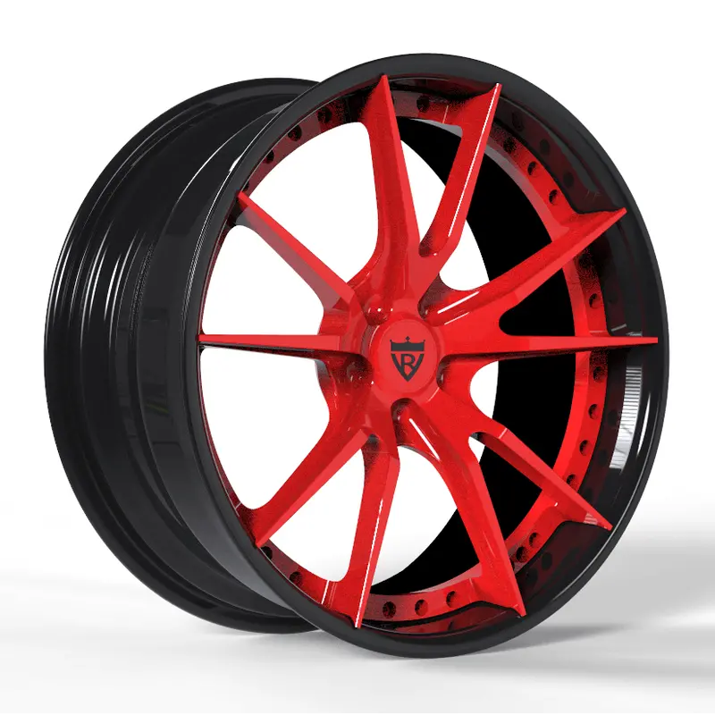 Rv-Ds477: Custom 2 Piece Forged Red And Black Wheels Series 2