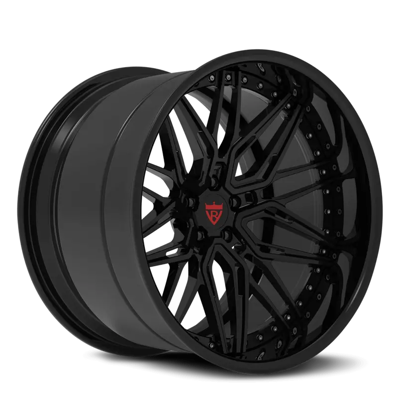 Rv-T081: Custom 2-Piece Black Deep Dish Forged Wheels 1