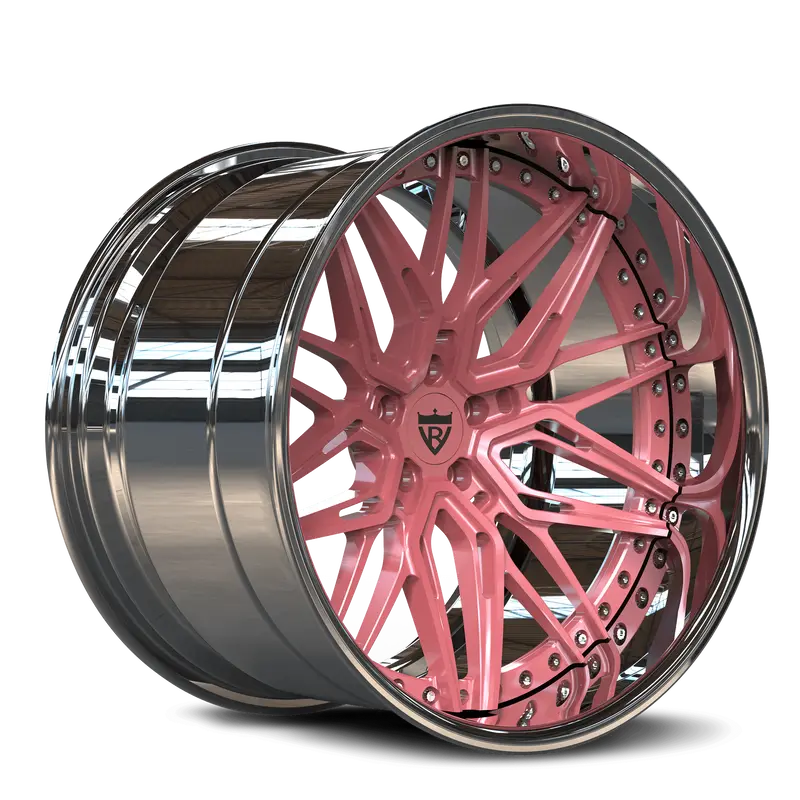 Rv-T081: Custom 2-Piece Forged Pink Deep Lip Wheels 1