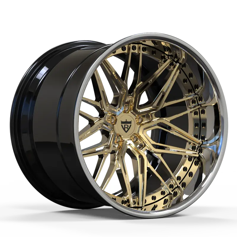 Rv-T081: Custom 3-Piece Forged Gold Wheels 2