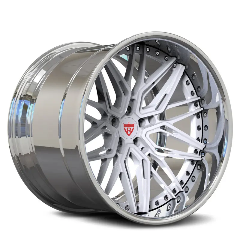 Rv-T081: Custom Deep Dish Forged 2-Piece White Wheels 1