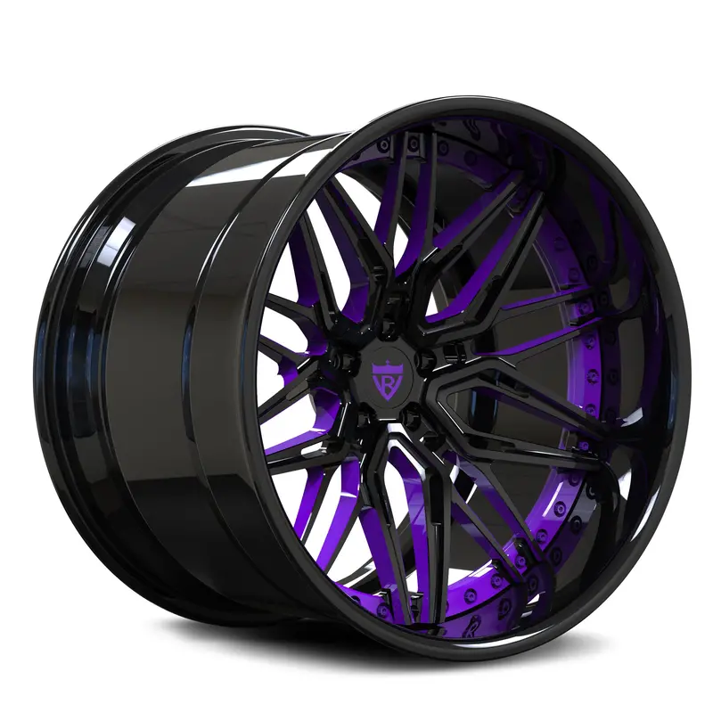 Rv-T081 : Custom Forged 2-Piece Deep Dish Purple & Black Wheels 1