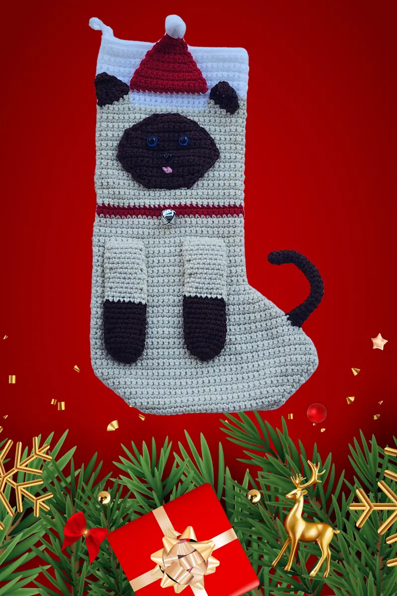 Siamese Cat Stocking (Crochet) 1