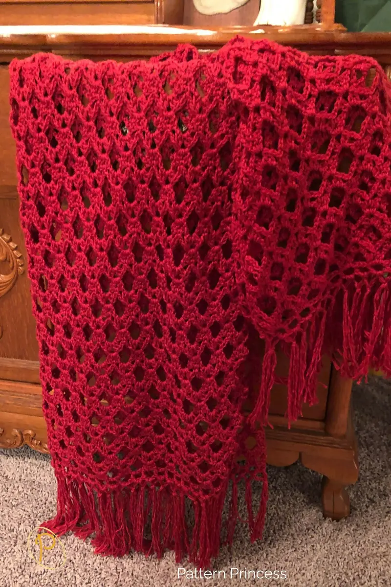 Sophisticated Scarlet Throw Blanket (Crochet) 1