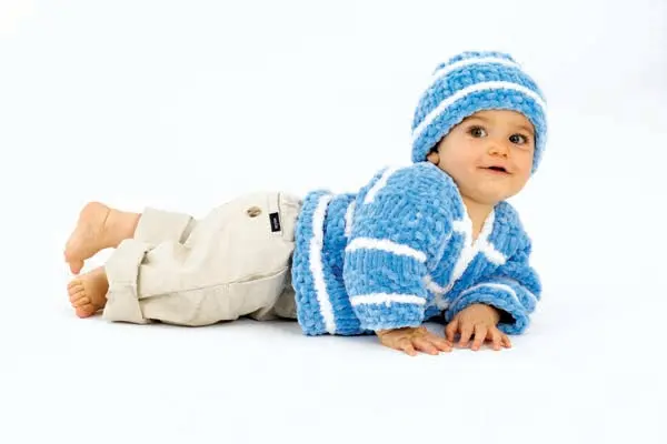Striped Cardigan And Hat Pattern (Knit) 1
