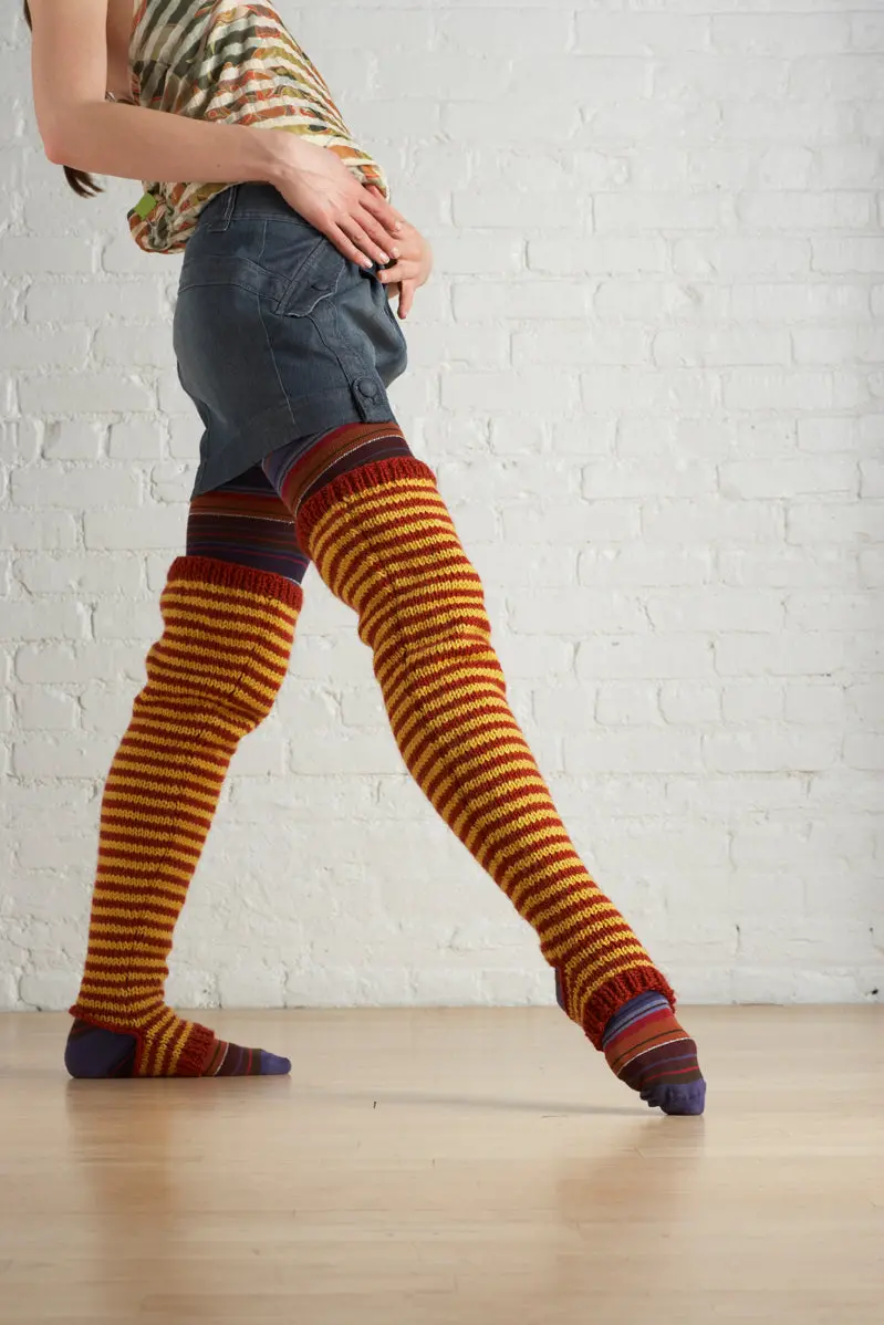 Striped Thigh Highs (Knit) 1