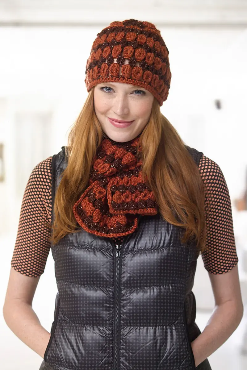 Sunset Stripe Hat And Scarf Set Pattern (Crochet) 1