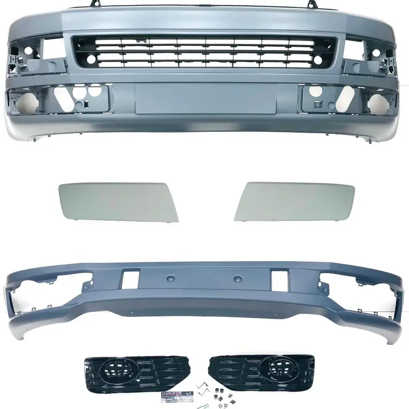 T5.1 Front Smooth Primed Bumper With Inserts Sportline Lower Spoiler, 10 -15 New 1