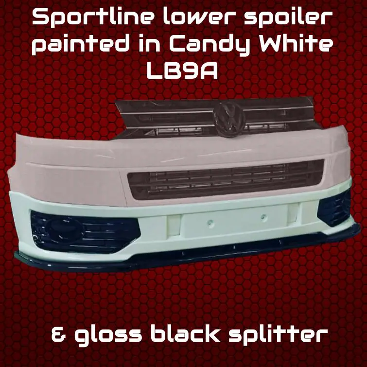 T5.1 Sportline Lower Spoiler Painted Candy White & Gloss Black Splitter 1