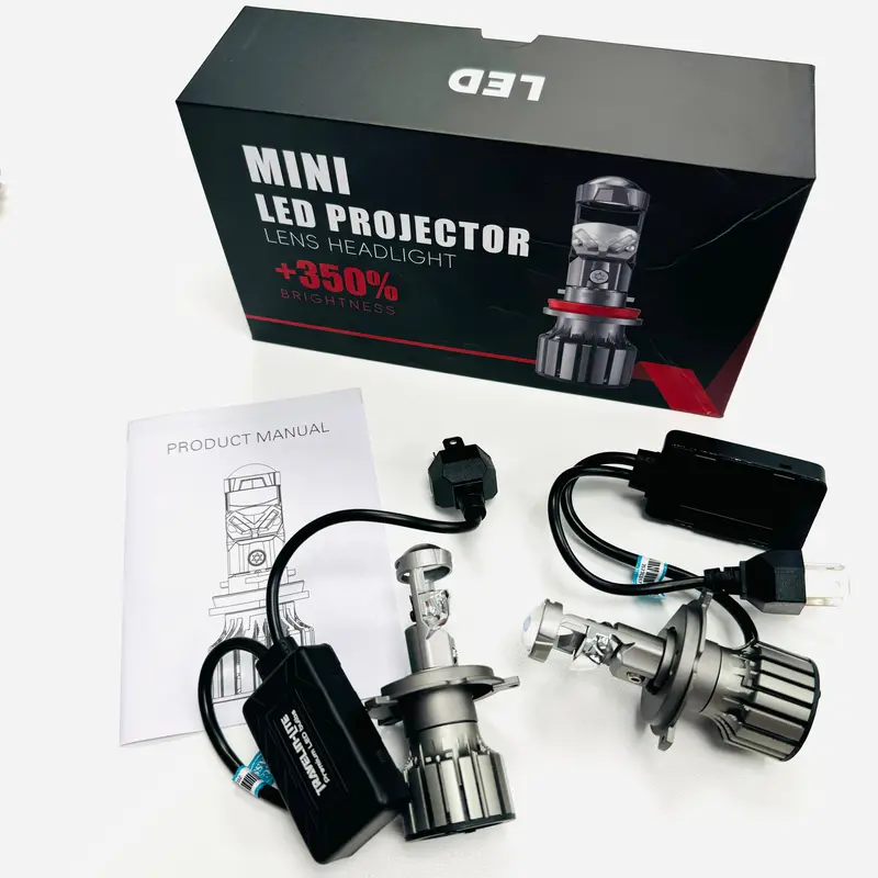 T5 T6 T5.1 H4 Led Headlight Bulbs With Projector Lens Osram Led Chips 6000K Cool White 1