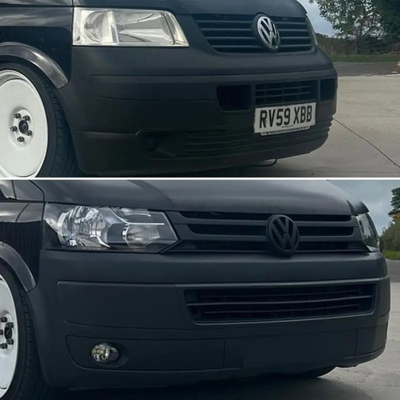 T5 To T5.1 Commercial Premium Facelift Kit Satin Black Bumper (Oe Headlights Upgraded Bulbs) 1