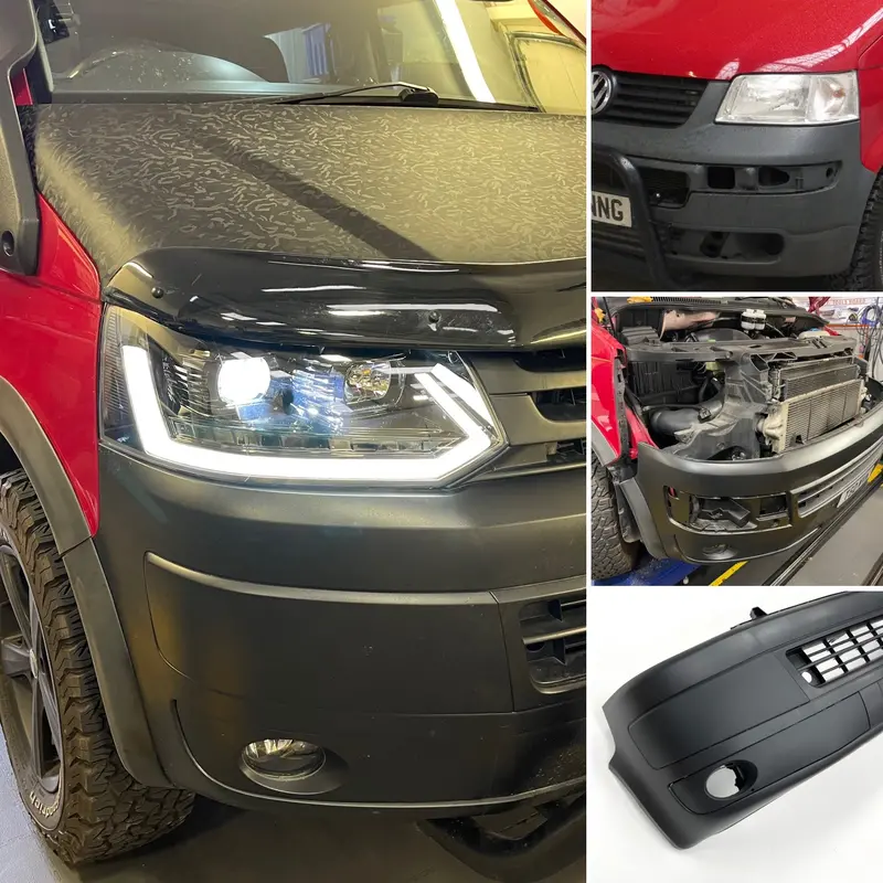 T5 To T5.1 Swamper Premium Facelift Kit Textured Satin Black Bumper (Light Bar Headlights) 1