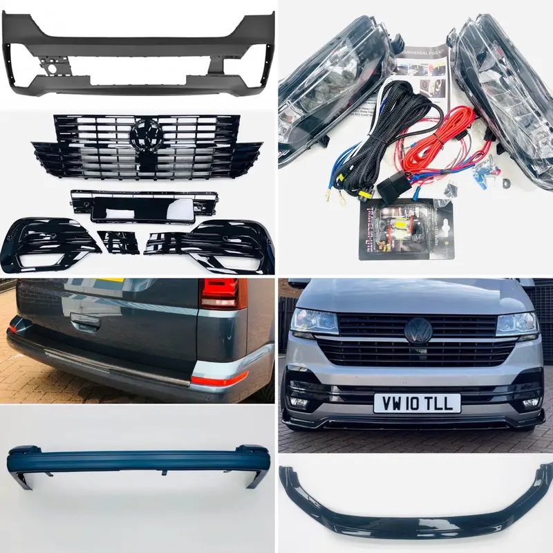 T6.1 Startline To Highline Bumper Upgrade Kit (Tailgate) Led Fog Kit & Gloss Black Splitter V2 1