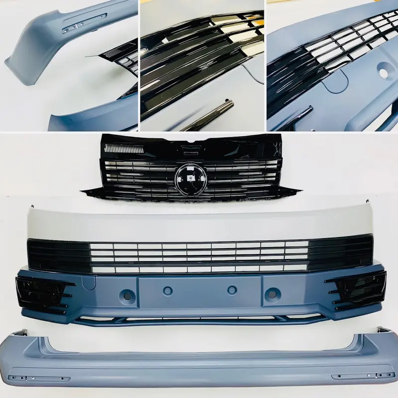 T6 Front And Rear Primed Bumpers Sportline Lower Spoiler Gloss Black Grille 1