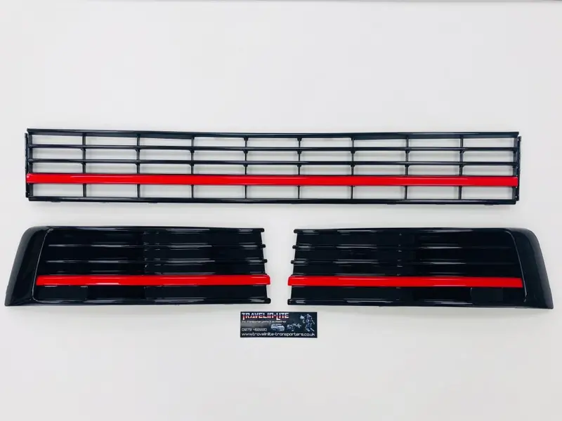 T6 Gloss Black Lower Grille With Covers & Red Styling Trims 15 Onwards New 2