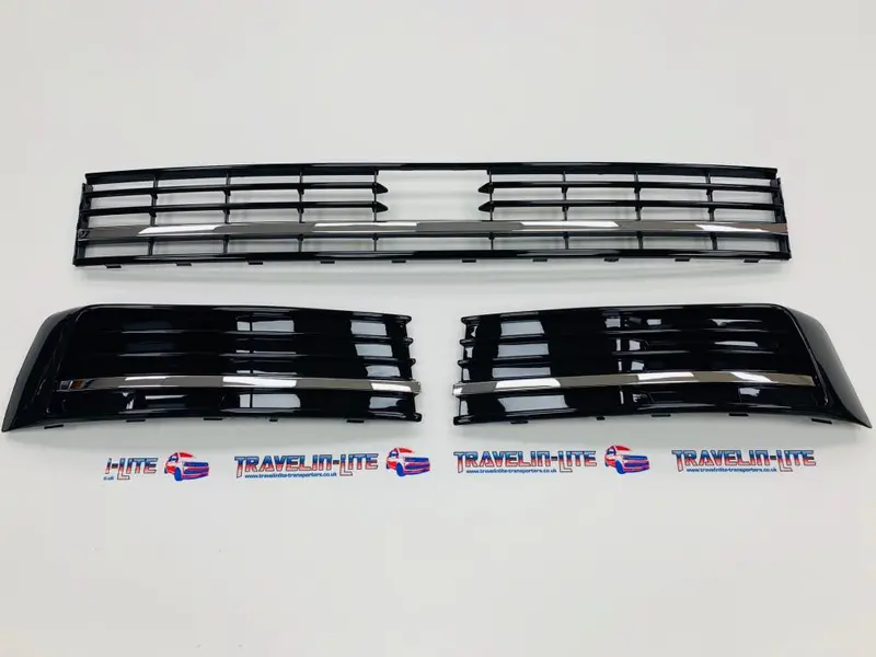 T6 Gloss Black Lower Grilles & Chrome Trims Radar Sensor Hole Brand New 1