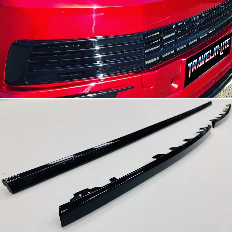 T6 Grille Lower Trims Gloss Black 3Pcs Transporter 15 Onwards 1