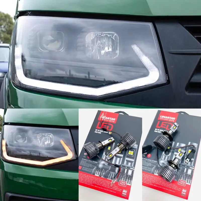T6 Led Drl Headlights V3 Black Edition With Led 6000K Dipped / Full Beam Bulbs 1