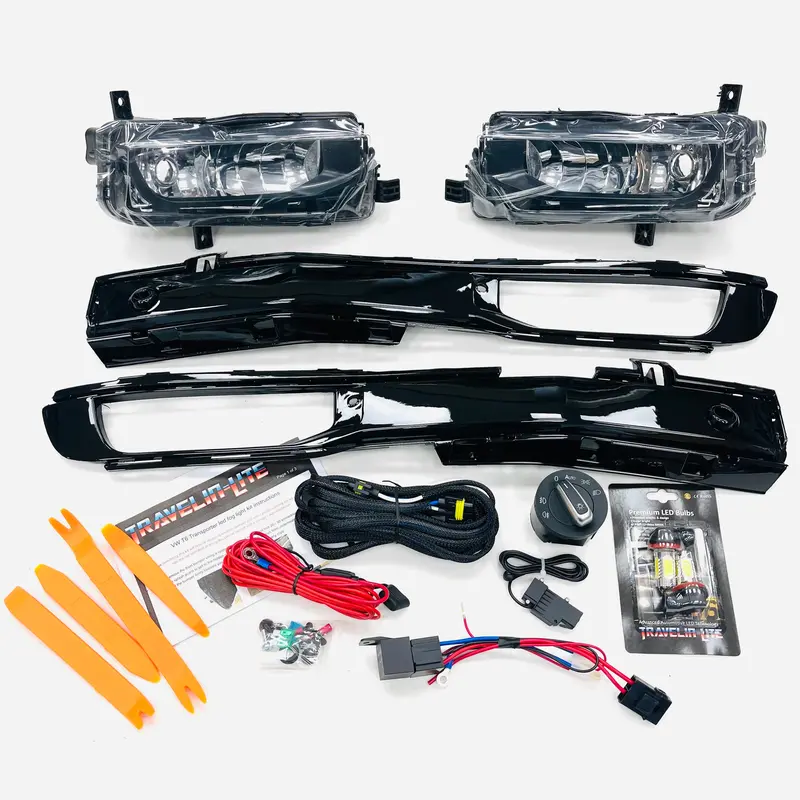 T6 Led Fog Light Kit With Auto Headlight Upgrade & Gloss Black Covers 1