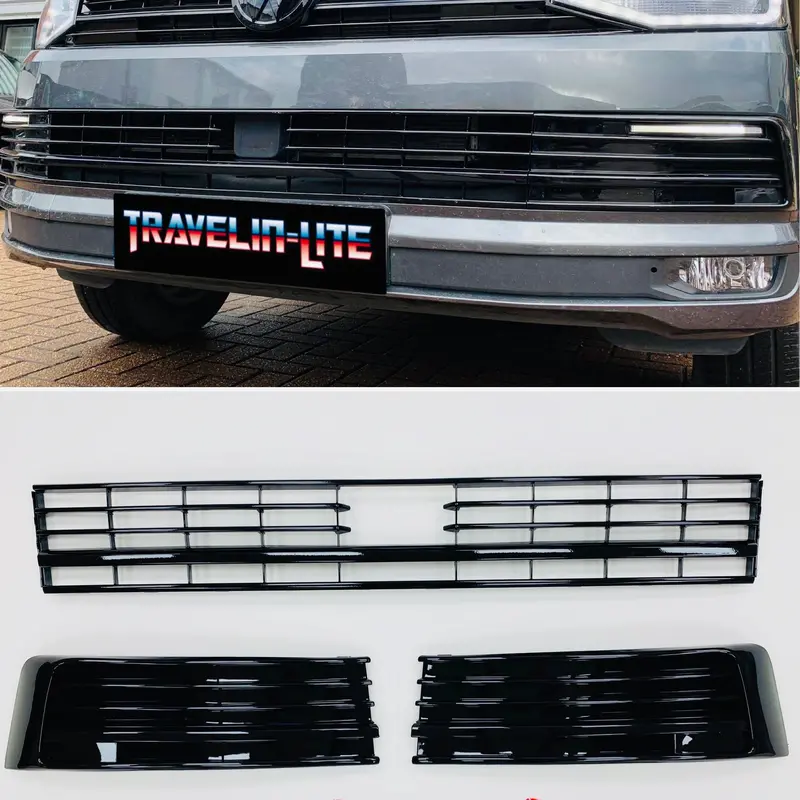 T6 Lower Gloss Black Grilles 3Pcs For Vehicles With Radar Sensor 15 Onwards 1