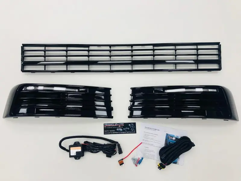 T6 Lower Grille & Light Bar Drl Kit Painted Gloss Black 15 Onwards New 2